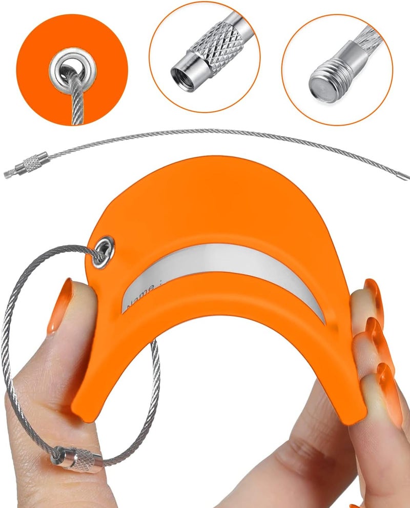 JOIKIT 2 Pack Silicone Luggage Tag for Suitcases with Stainless Loop with Name ID Card Perfect to Quickly Spot Baggage Handbag Luggage Travel Suitcase (Orange) - Image 4